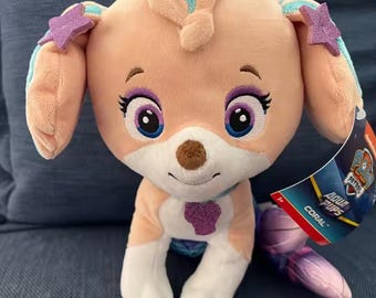 Korall Paw Patrol Plysch 22 cm – Aqua Pups-inspirerad sjövalp plyschleksak, mjukt gosedjur, söt present till barn och samlare