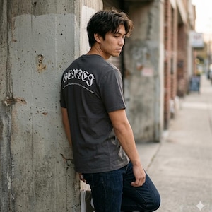 GENTEI Anime Streetwear T-Shirt | Gothic Script Back Print | Bleach Inspired | Unisex