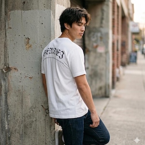GENTEI Anime Streetwear T-Shirt White | Gothic Script Back Print | Bleach Inspired | Unisex