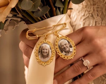 Custom  bouquet Charm for Bride,Memorial Bridal Bouquet,Groom Memorial Pin,Wedding Memorial Gifts,Memorial Photo Charm,wedding keepsake