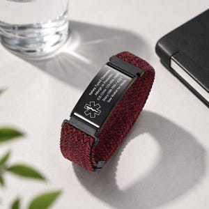 Personalized Medical Alert Bracelet, Engraved Emergency ID Bracelet, Adjustable Medical ID Bracelet, Diabetes Allergy ID for Men & Women image 8