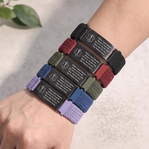 Personalized Medical Alert Bracelet, Engraved Emergency ID Bracelet, Adjustable Medical ID Bracelet, Diabetes Allergy ID for Men & Women image 1