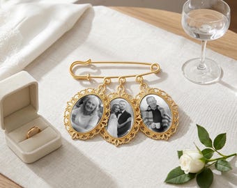 Custom Wedding Photo Charm,Memorial Bridal Bouquet,Groom Memorial Pin,Wedding Memorial Gifts,Memorial Photo Charm,wedding keepsake