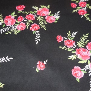Starlet Red Roses Black Background Michael Miller Fabric 1 - Etsy