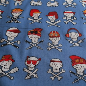 Sport Skulls / Slate - Alexander Henry Fabric 1 Yard 8934C