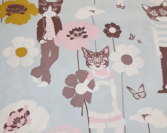 Cats Andover Gray Cotton Fabric Remnant 26 x 43