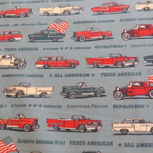 Old Guys Rule / Cars -  1 Yard Robert Kaufman Fabric