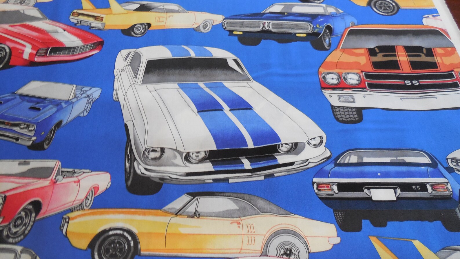 Pure Muscle Car Fabric royal Blue Background Alexander Etsy