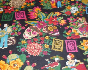 La Mascarada - Blk Brite Background Alexander Henry Fabric 1 Yard 8856B