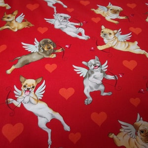 Puppy Love - Red Background Alexander Henry Fabric 1 Yard 8851C