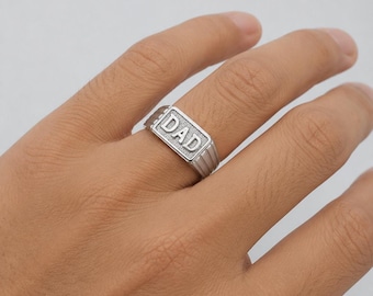 Personalisierte Sterling Silber DAD Siegelring, Statement Ring des benutzerdefinierten Vaters
