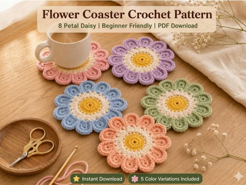 flower coaster crochet