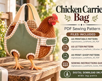 Nähanleitung für eine Hühnertragetasche (PDF), Tragetasche mit Beinöffnungen, Hühnerhalter für den Garten, DIY-Geflügeltasche, A4/US Letter A0