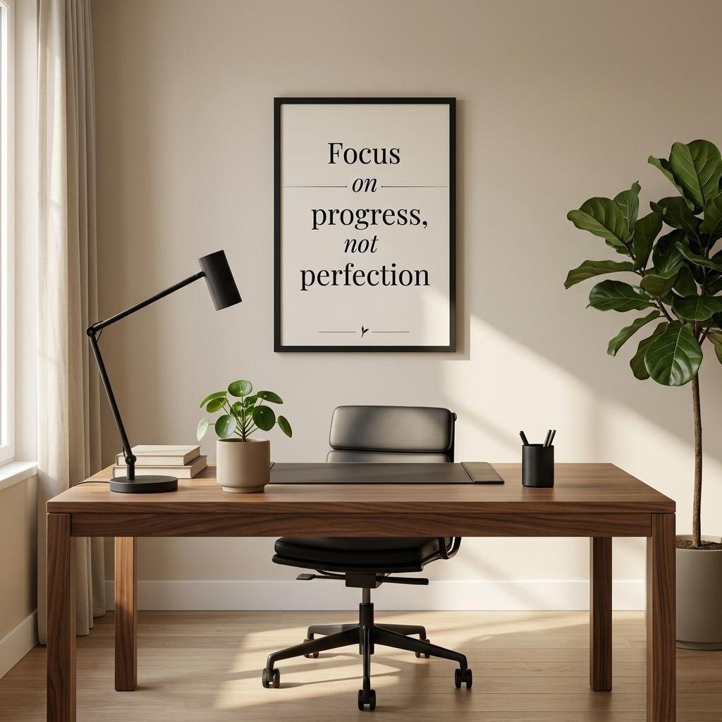 Focus on Progress Not Perfection Print, Minimalist Motivational Poster ...
