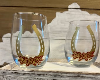 Kentucky Derby Wine Glasses- With Stem or Stemless( also available Bourbon glass)