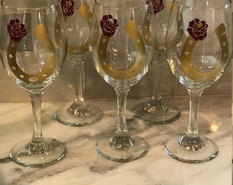 Kentucky Derby Wine Glasses- With Stem or Stemless