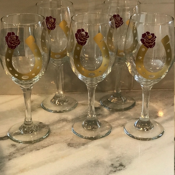 Kentucky Derby Wine Glasses- With Stem or Stemless