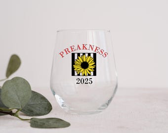 Preakness Wine Glasses- With Stem or Stemless( also available Bourbon glass)