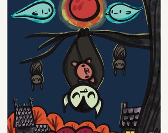 Goodnight Blood Moon | Cozy Spooky Printable Wall Art
