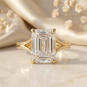 Verlovingsring met een smaragdgeslepen diamant van 5 karaat, ring met laboratoriumdiamant, trouwring voor vrouwen, jubileumcadeau, ring voor haar