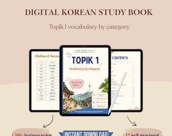 Livre de vocabulaire coréen TOPIK 1, organisé par catégorie, guide d'étude pour débutants (téléchargement PDF)