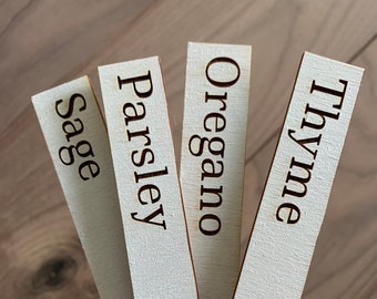 4 Custom White Plant Label Vegetable Markers laser cut wooden herb garden home gardening French Country Shabby Chic Southern Home