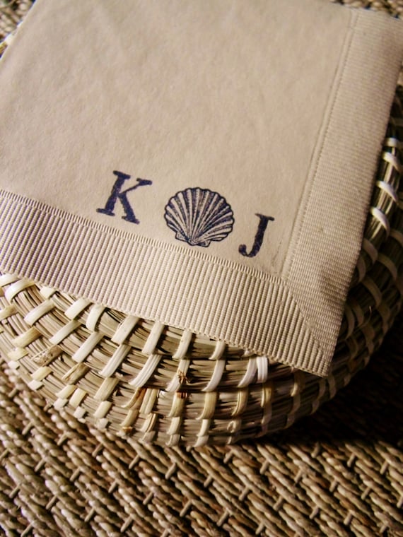 Vintage Sea Shell Personalized Nautical Wedding Napkins In Etsy