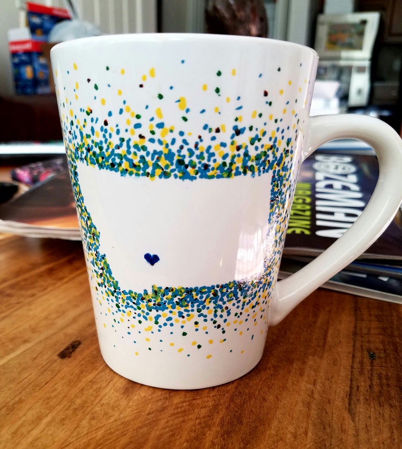 Bozeman Montana Polka Dot Heart Personalized Coffee Mug Blue Etsy