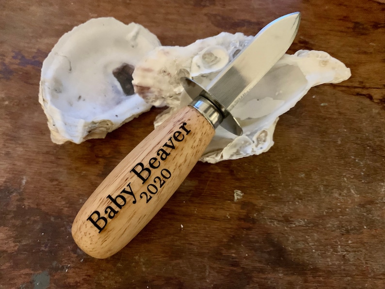 Personalized Wooden Oyster Knife Baby Announcement Baby Etsy Australia