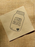 Rustic Light Burlap The Story Begins Mason Jar Wedding Reception Paper 3 Ply Paper Beverage Cocktail Napkins with Tiny Heart - set of 50