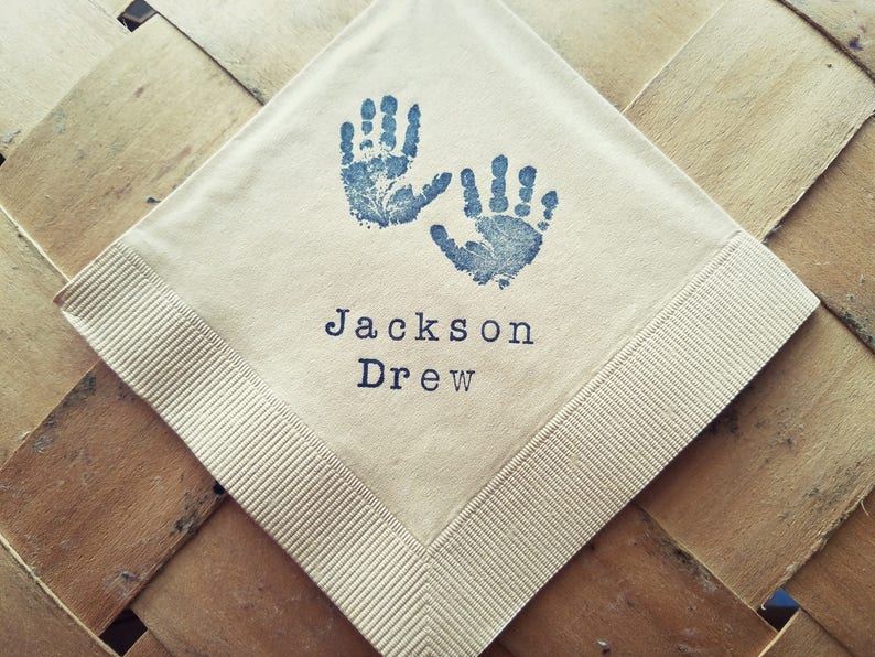 Baby Shower Napkins Light Burlap Beige Personalized Custom Etsy