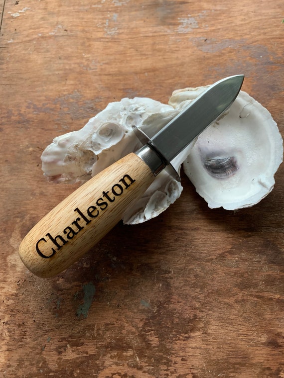 Coltello per ostriche Charleston souvenir manico in legno Shucker posizione  personalizzata destinazione bomboniera laser bruciato Carolina del Sud -   Italia