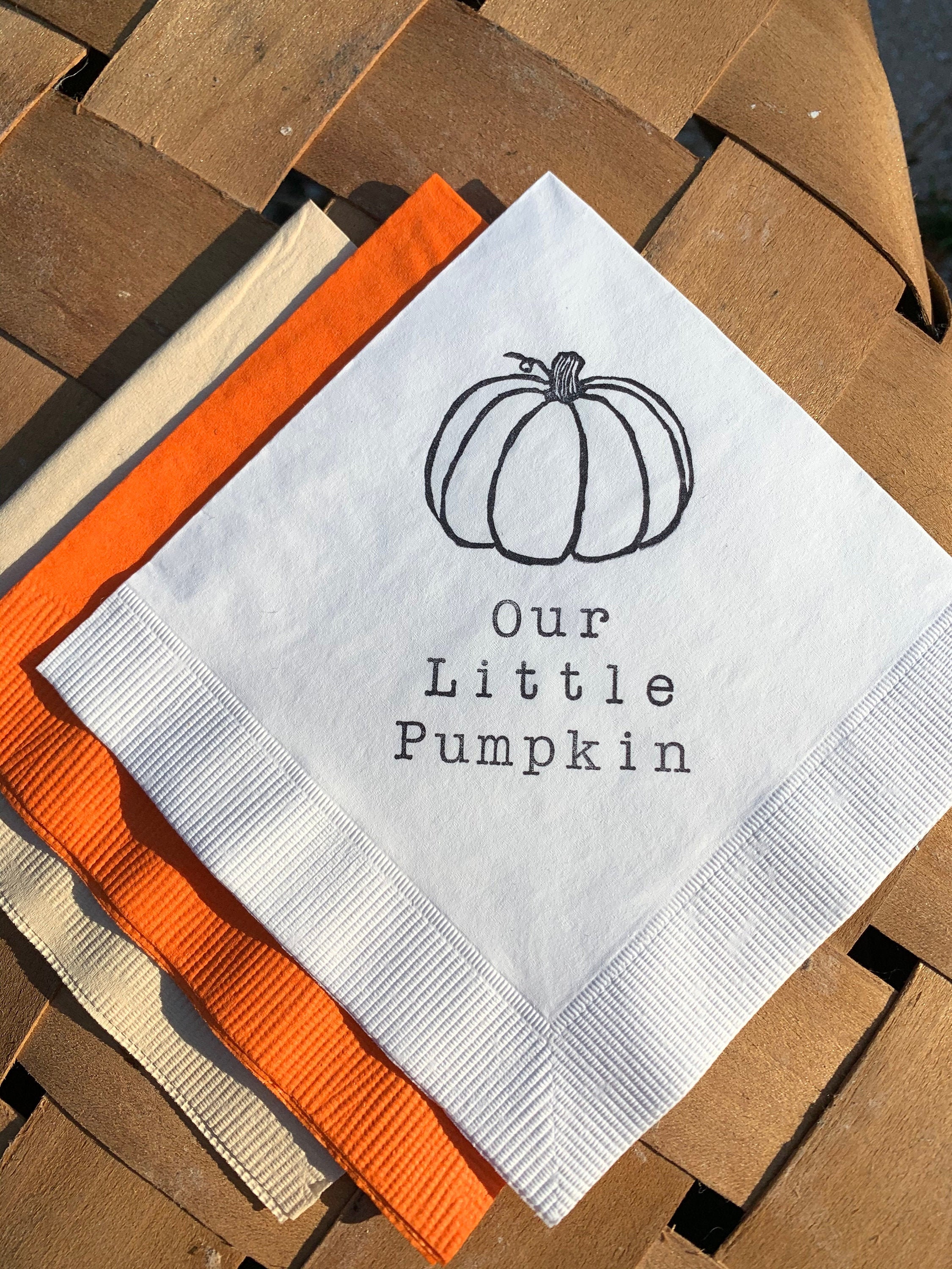 Our Little Pumpkin Fall Baby Shower 3 ply Paper Cocktail Napkins Autu…