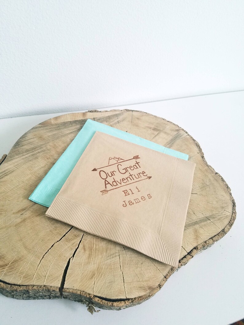 Our Great Adventure Baby Shower Napkins With Baby's Name Etsy