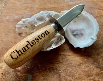 Charleston Oyster Knife Souvenir Wooden Handle Shucker Custom Location Destination Wedding Favor Laser burnt South Carolina