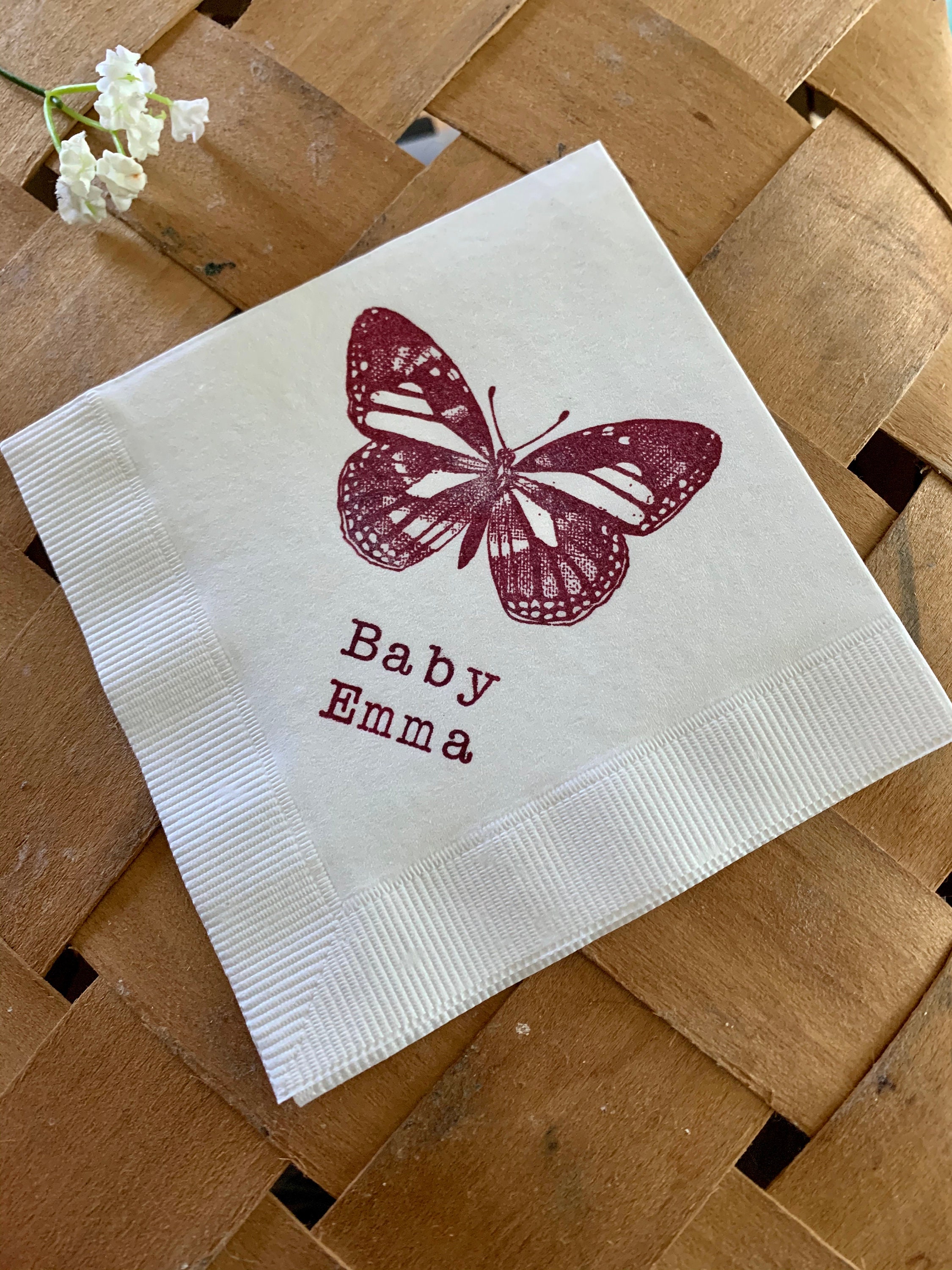 Custom Butterfly Baby Shower Cocktail Napkins White Napkins Etsy