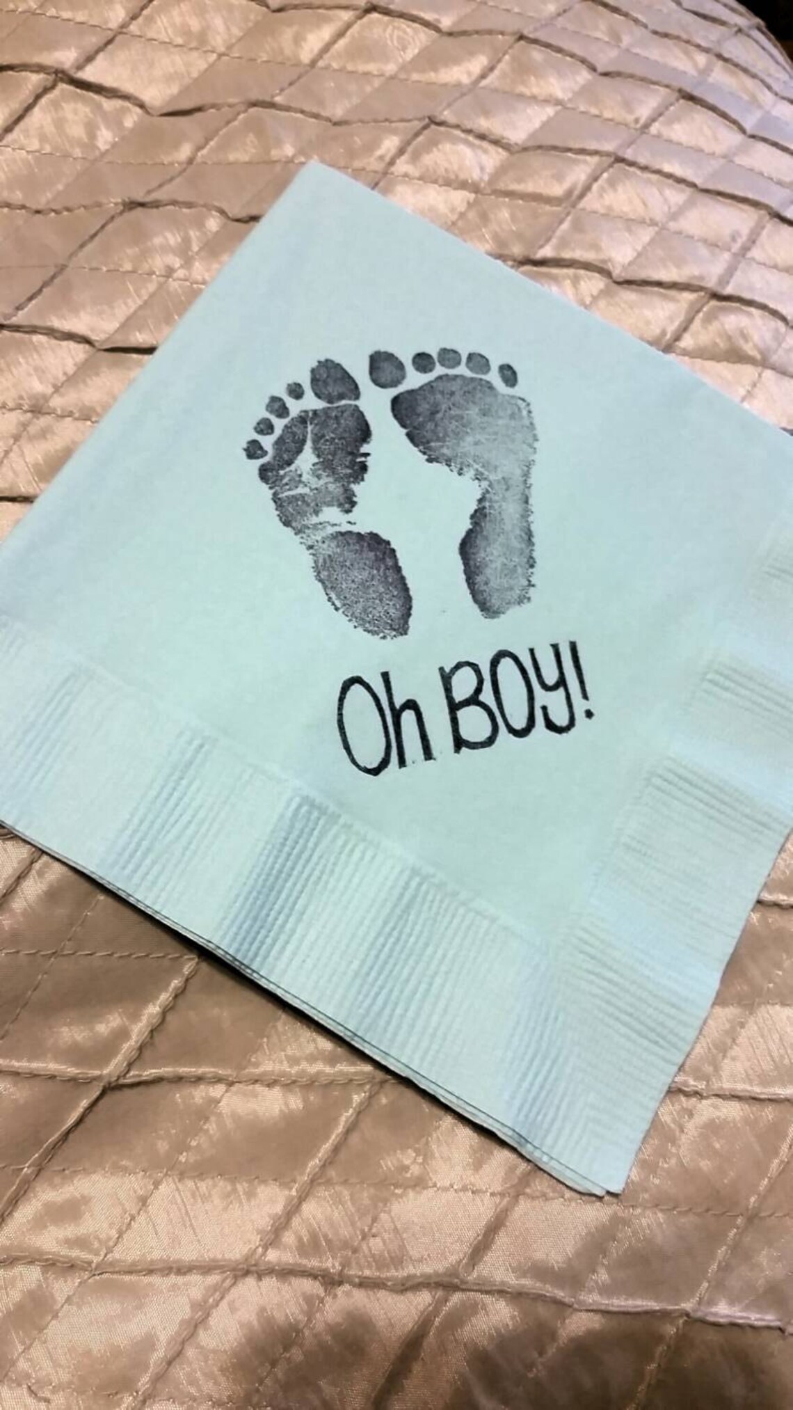 Oh Boy Baby Shower Footprints Light Blue Cocktail Napkins Baby Etsy