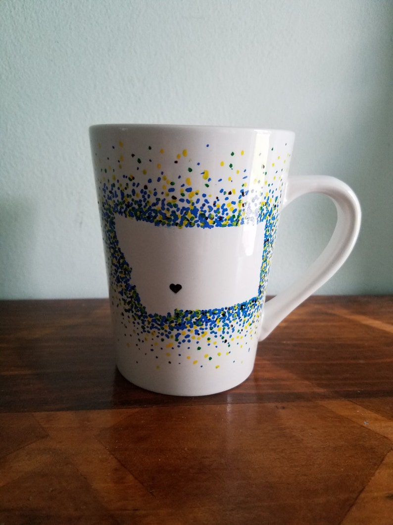 Bozeman Montana Polka Dot Heart Personalized Coffee Mug Blue Etsy
