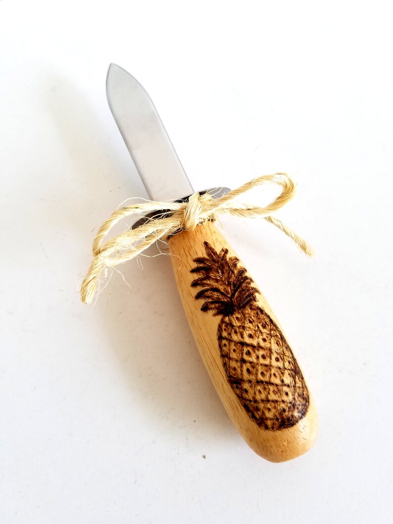 Rustic Pineapple Oyster Knife Hand Burnt Southern Hospitality Etsy