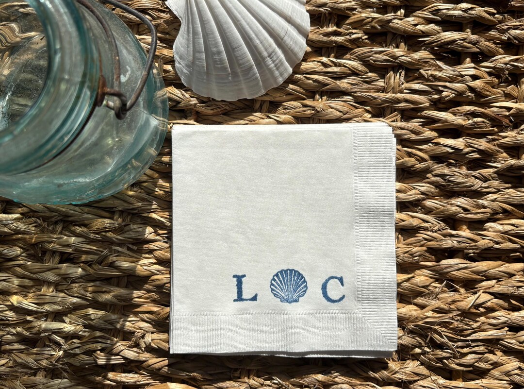 Shell Paper Napkins Vintage Sea Shell White Paper 3 Ply Wedding Cocktail Napkins With ...
