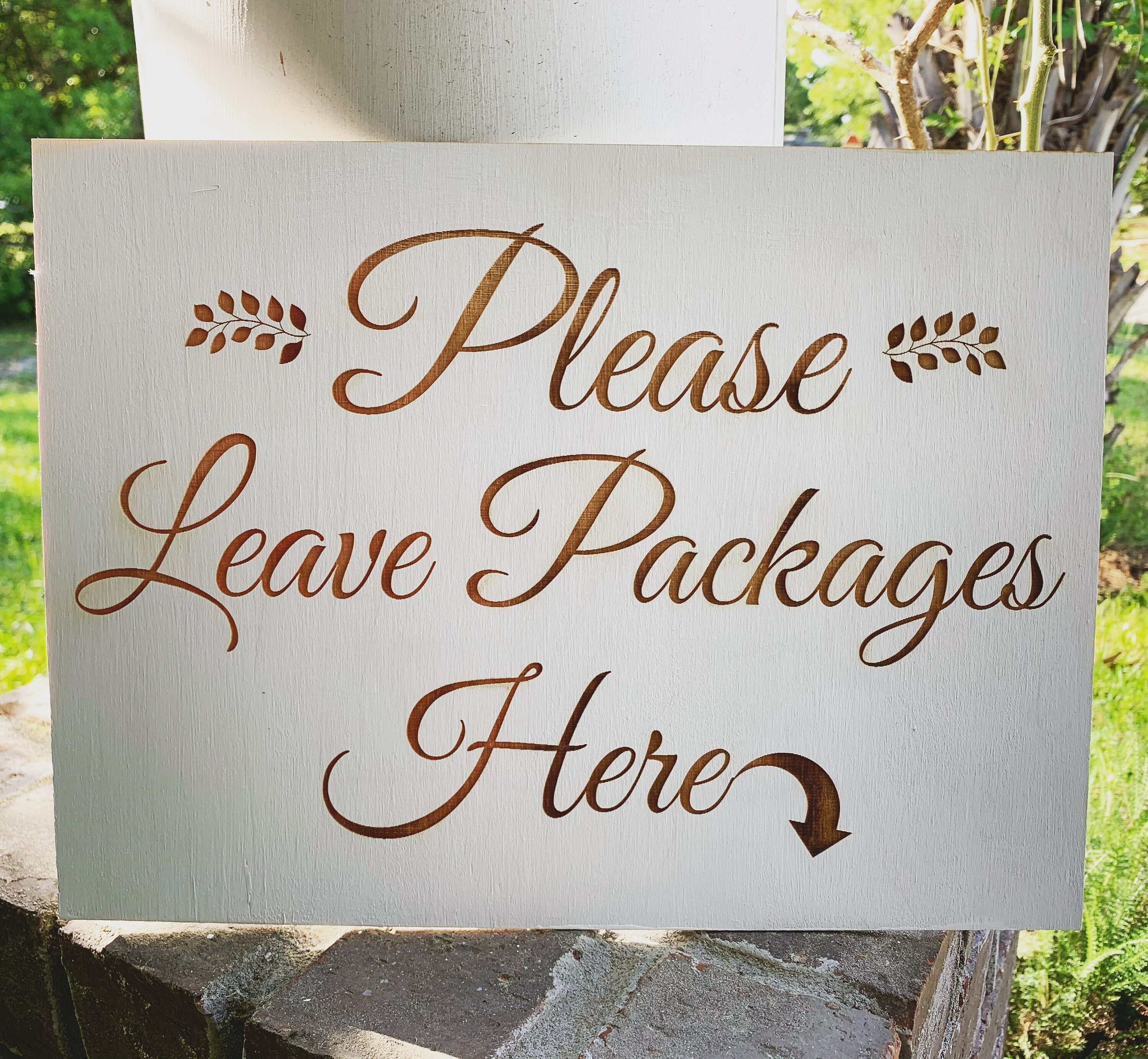 Please Leave Packages Here Sign White Birch Wood Laser Cut - Etsy Canada