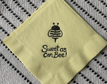 Sweet as can Bee Little Cute Baby Honey Bee Light Yellow Paper 3 Ply Paper Beverage Cocktail Napkins 3 ply - set of 50