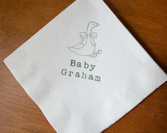 Personalized Silly Goose Baby Shower White Beverage Cocktail Napkins - Set of 50