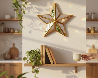 Retro Stern Spiegel Wanddekor, Harz Glas hängende Verzierung, Vintage fünfzackigen Stern Akzent für Schlafzimmer oder Galeriewand