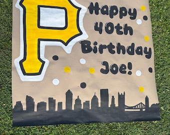 Hand-painted “Pittsburgh Pirates” simple birthday banner!