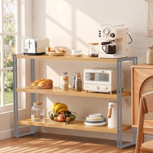 3 Tier Console Table Shelf | Industrial Wood & Metal Bookshelf | Entryway Bathroom Kitchen Storage Rack | Narrow Open Shelving Unit | gift