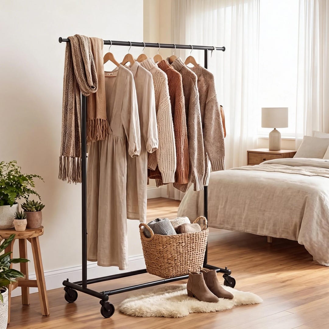 Heavy Duty Rolling Clothes Rack With Extendable Rods, Metal Garment ...