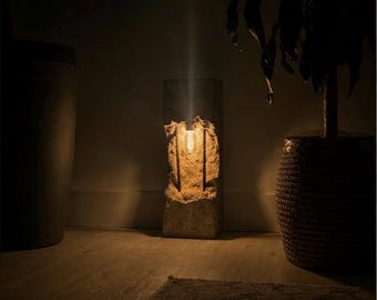 Handmade Concrete Table Lamp Industrial Style Unique Lighting Modern Home Decor Edison Bulb Lamp Minimalist Design One of a Kind