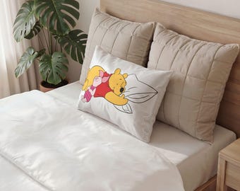 Fodera per cuscino di Winnie the Pooh / Simpatica fodera per cuscino con Pooh e Piglet / Accogliente cuscino decorativo con cartoni animati / Regalo per la cameretta dei bambini