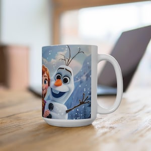 Frozen Character Mug | Elsa Anna Olaf Coffee Mug | Cute Winter Cartoon Cup | 11oz 15oz Ceramic Mug | Gift for Frozen Fans image 11